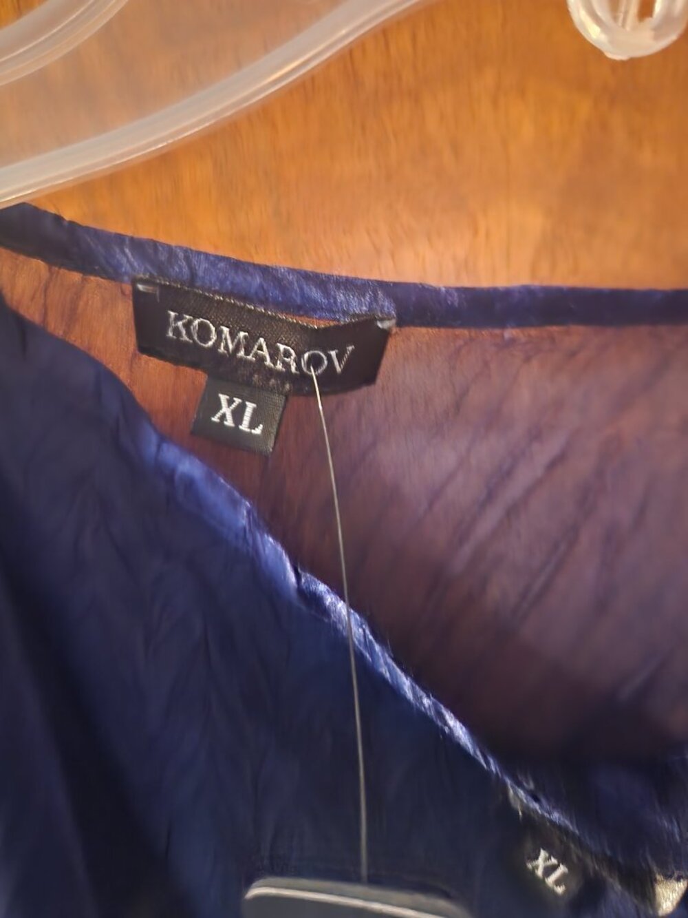 Komarov Navy Charmeuse Metallic Braided Pleated Dress Size XL - Picture 3 of 3